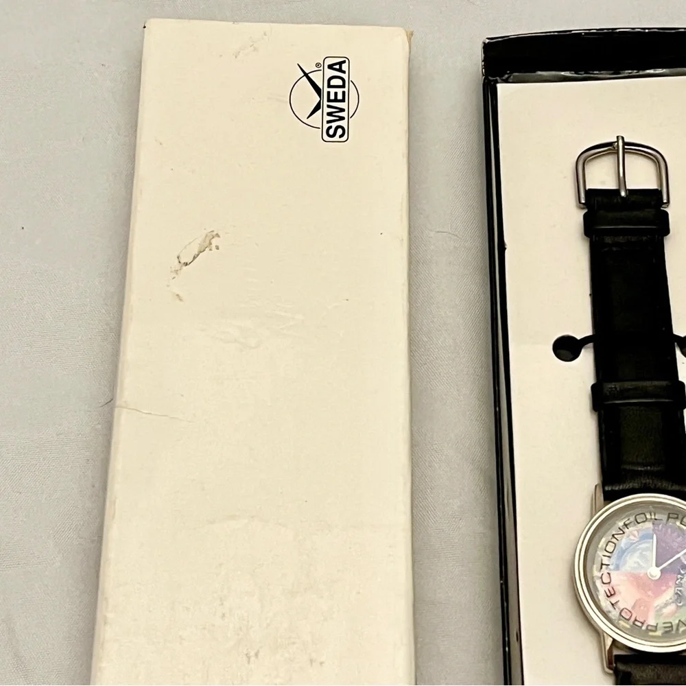 Sweda Camel Advertisement Promo Wristwatch Rainbow Face Black Band Vintage EUC